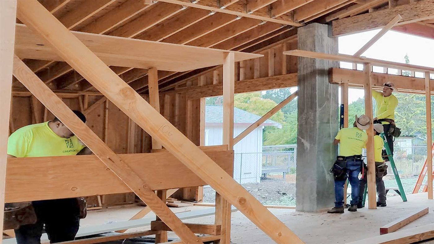 Before: the same space during framing